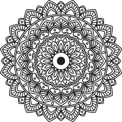 mandala circular pattern silhouette isolated white background for tattoo, decoration, yoga and print needs