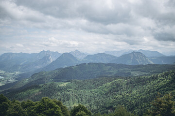 Scenic Hike in austrian mountains of Salzkammergut 
Zwölferhorn Katrin Seinbahn
Wolfgangsee lake view