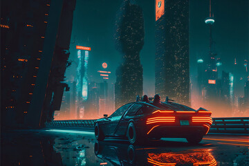 Cyberpunk City and Future car 2