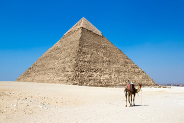 pyramids with a beautiful sky of Giza in Cairo, Egypt.