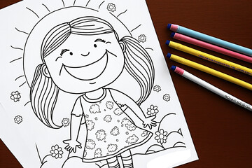 desenho feliz para criança colorir 