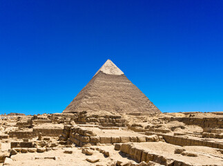 pyramids with a beautiful sky of Giza in Cairo, Egypt.