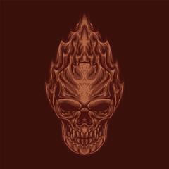 Fire skull head illustration design