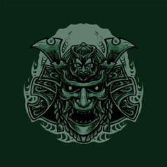 japanese samurai with devil mask illustration design