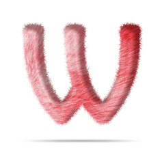 Alphabet letter w design with pink fur texture