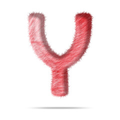 Alphabet letter y design with pink fur texture