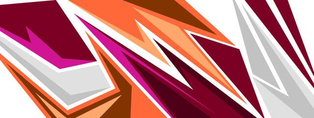 Abstract sports style banner in orange and red colors. Wide Banner Design Background