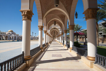 Corridor of arches abstract architecture perspective