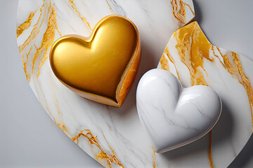 A heart shaped cookie with pink and gold hearts. Generative ai