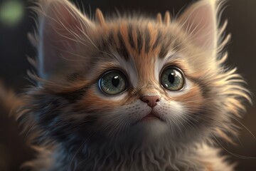 Fototapeta premium Cute cat close-up. Illustration. 3d. Generated by AI.