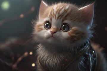 Fototapeta premium Cute cat close-up. Illustration. 3d. Generated by AI.