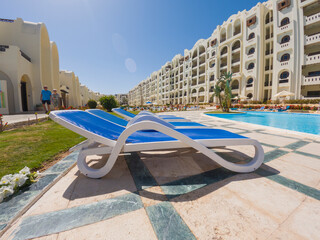 Swimming pool in a luxury tropical hotel resort