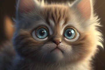 Fototapeta premium Cute cat close-up. Illustration. 3d. Generated by AI.