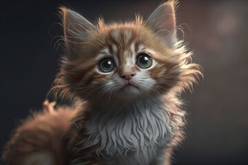 Fototapeta premium Cute cat close-up. Illustration. 3d. Generated by AI.