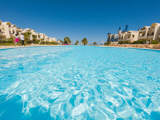 Swimming pool in a luxury tropical hotel resort