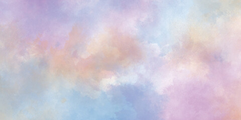 Decorative and colorful brush painted washed pastel watercolor painting on wet white paper background, Art abstract watercolor background for illustration banner, wallpaper, flyer, template, cover.