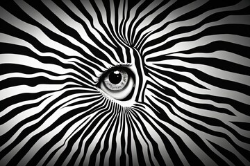 Fototapeta premium Background featuring a repeating pattern of zebra stripes and a texture that looks like zebra skin, complete with a zebra's eye. Generative AI