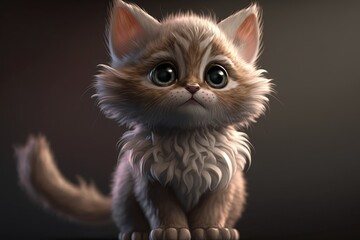 Fototapeta premium Cute cat close-up. Illustration. 3d. Generated by AI.