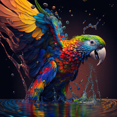 Colorful Parrot, Hyperrealistic Illustration, Insane Graphics