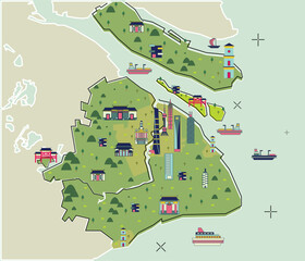 Shanghai Maps design this is a map design of shanghai city with a flat design style.