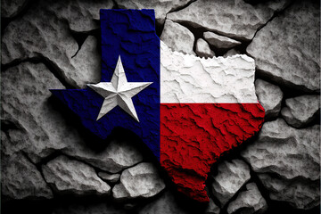 Texas Flag Color Design with Rock Background - Texas Star Series Illustration