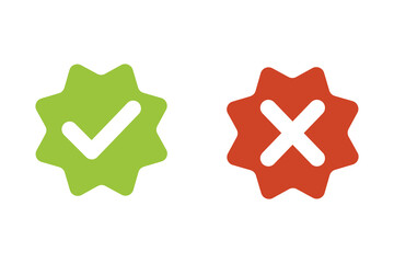 Green check mark, red cross mark icon set.