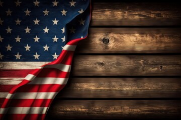 United States flag wooden background. American flag on wooden background (Generative AI)