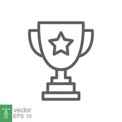 Trophy cup star line icon. Simple outline style for app and web design element. Winner, award, champ, contest, won concept. Vector illustration isolated on white background. Editable stroke EPS 10.