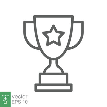 Trophy cup star line icon. Simple outline style for app and web design element. Winner, award, champ, contest, won concept. Vector illustration isolated on white background. Editable stroke EPS 10.