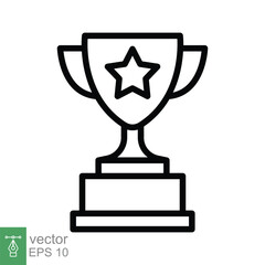 Trophy cup star line icon. Simple outline style for app and web design element. Winner, award, champ, contest, won concept. Vector illustration isolated on white background. EPS 10.
