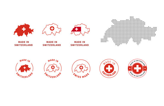Made in Switzerland icon. Swiss-Made vector badges.