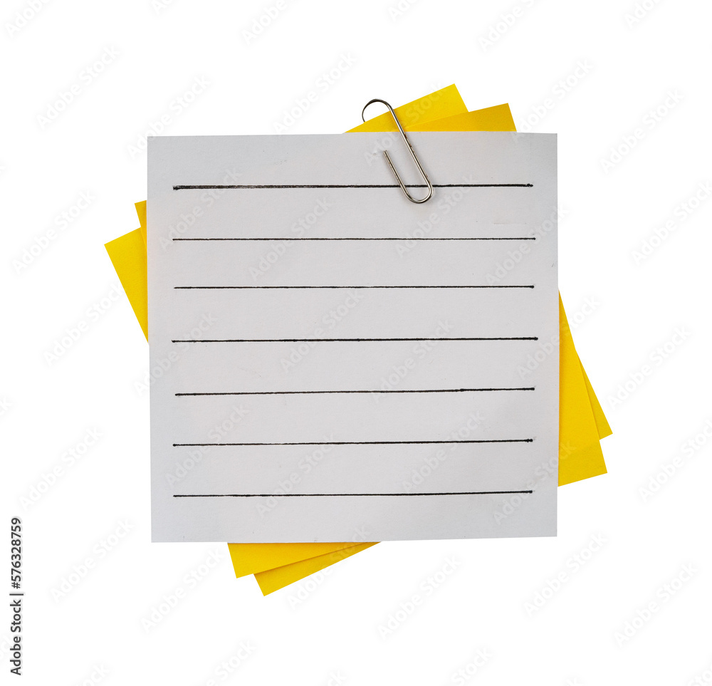 Poster stack of white memo notes with clip