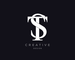 ST TS logo design luxury premium icon