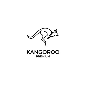 Flat kangaroo logo design vector illustration