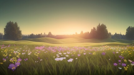 Flowers in the meadow, generative AI
