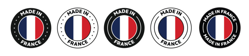 made in france icon set. france made product icon suitable for commerce business. france badge, seal, sticker, logo, and symbol Variants. Isolated vector illustration