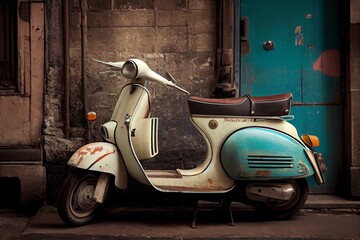 A Vintage Scooter. Generative AI