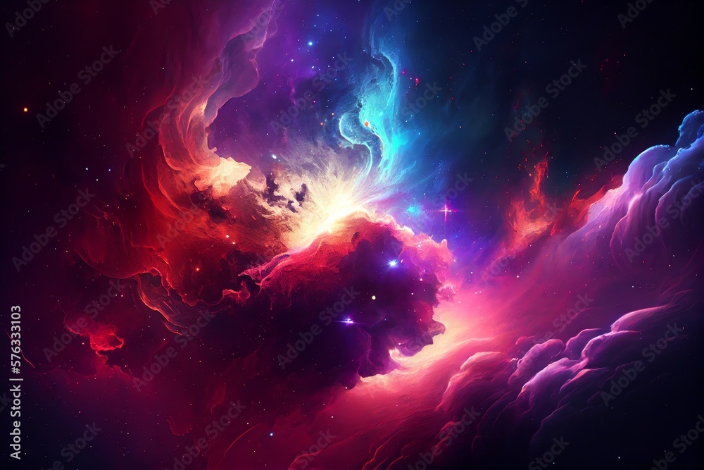 Sticker abstract outer space endless nebula galaxy background. generative ai