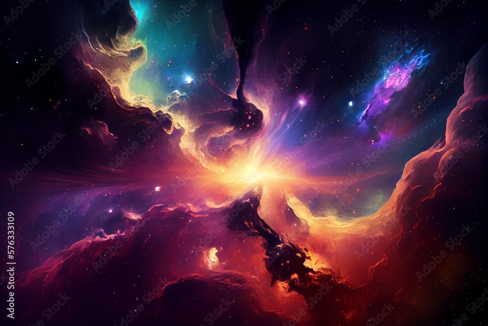 Canvas Prints abstract outer space endless nebula galaxy background. generative ai