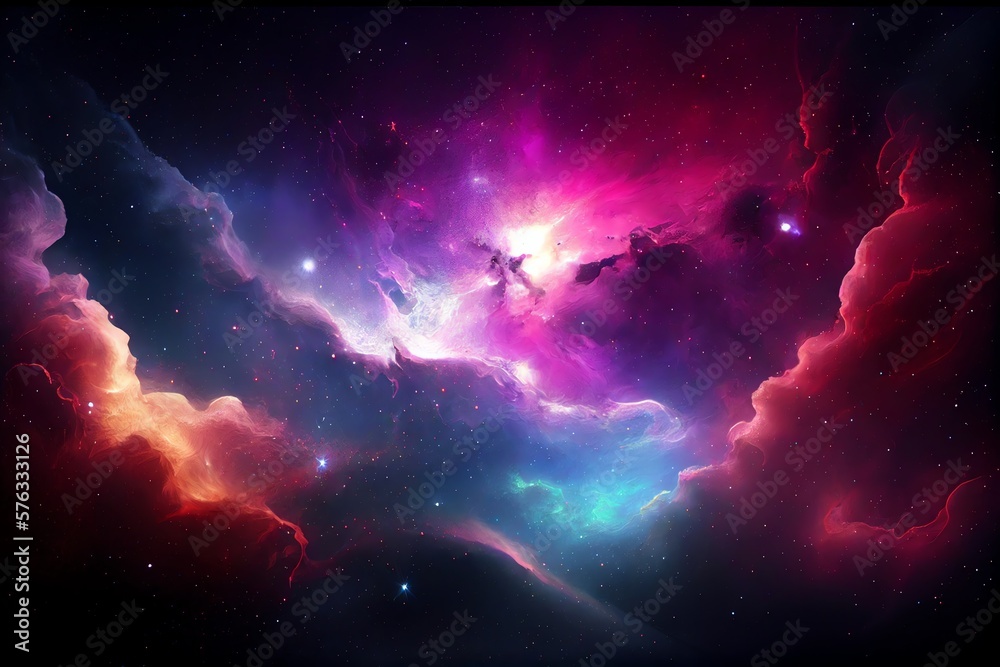 Wall mural abstract outer space endless nebula galaxy background. generative ai