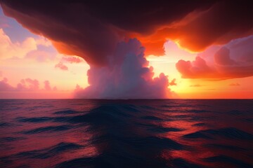 Fototapeta na wymiar Colorful drawing. Storm in the ocean. Ai generated