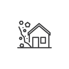 Stones falling on the house line icon