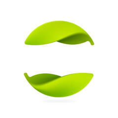 Ecology sphere logo made of twisted green leaves. Soft round icon. Yin and yang in circle emblem.