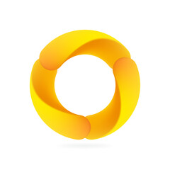 Abstract sphere logo. Soft style round icon. Three parts emblem.