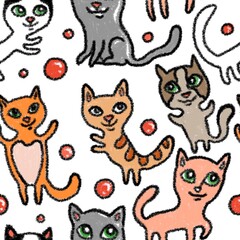 seamless pattern with cats