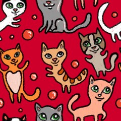 seamless background with cats