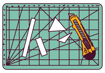 Cutting mat dummy knife paper cutters isolated objects