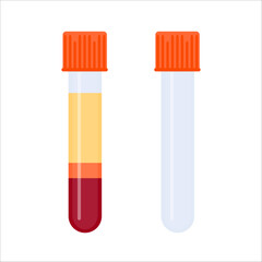 Laboratory tube rack with PRP blood collection tubings after separation of platelets in the centrifuge. Platelet-rich plasma regenerative medicine concept. PRP vector infographics.