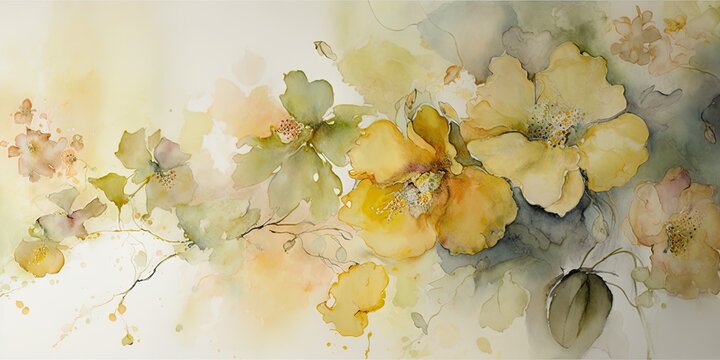 beautiful art illustration of a painting of flowers in a watercolor style, modern painting, generative AI