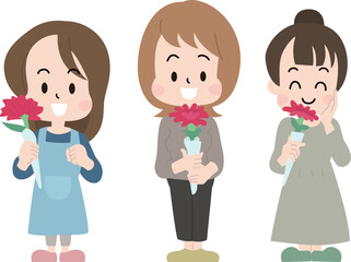 母の日にカーネションをプレゼントされたママ達